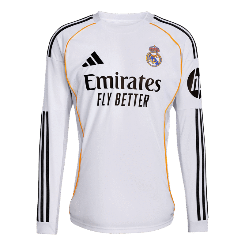 Real Madrid Home Long Sleeve Soccer Jersey 2025/26