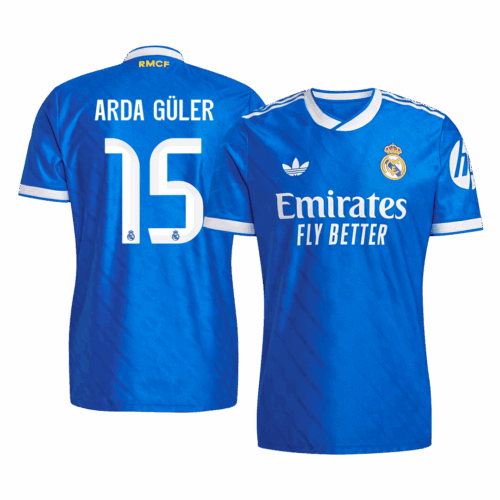 636417_1 ARDA GÜLER #15 Authentic Real Madrid Third Away Soccer Jersey 2025/26 Blue