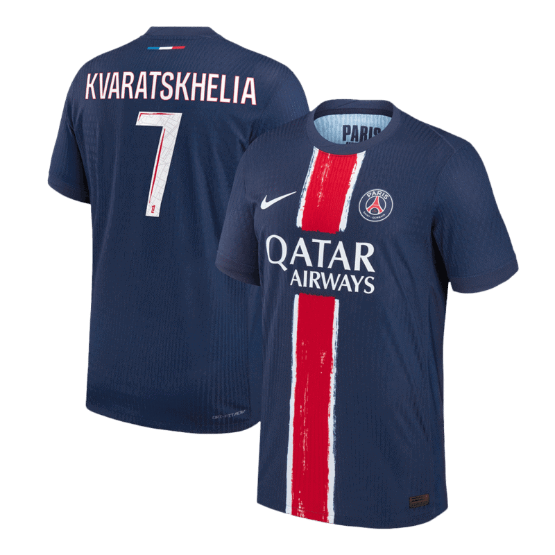 KVARATSKHELIA #7 PSG Home Authentic Soccer Jersey 2024/25