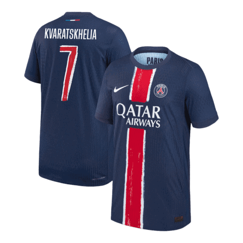 KVARATSKHELIA #7 PSG Home Authentic Soccer Jersey 2024/25 - UCL