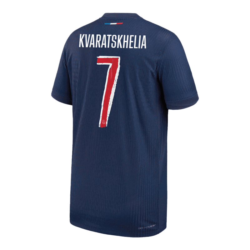 KVARATSKHELIA #7 PSG Home Authentic Soccer Jersey 2024/25 - UCL