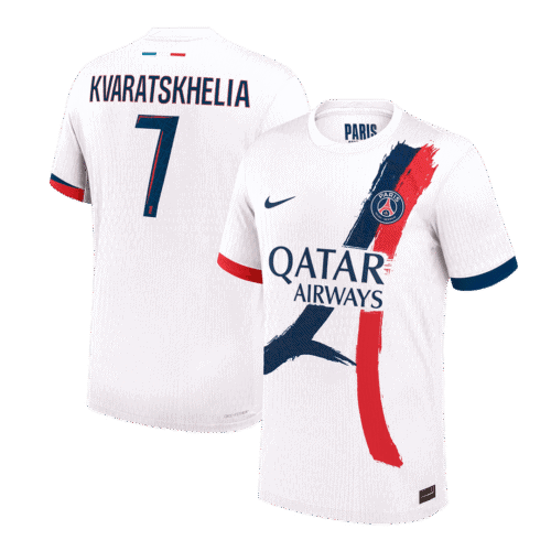 KVARATSKHELIA #7 PSG Away Authentic Soccer Jersey 2024/25