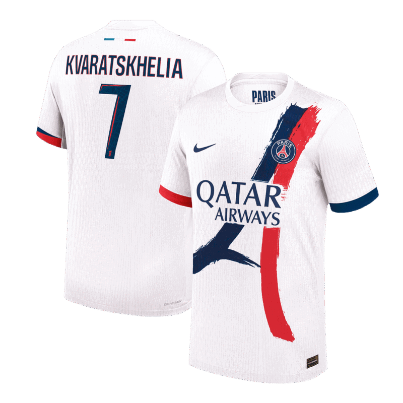 KVARATSKHELIA #7 PSG Away Authentic Soccer Jersey 2024/25