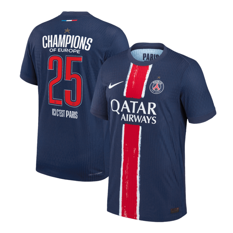 CHAMPIONS #25 PSG Home Authentic Soccer Jersey 2024/25 - CHAMPIONS OF EUROPE