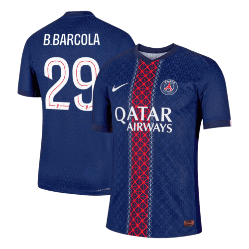 B.BARCOLA #29 PSG Home Authentic Soccer Jersey 2025/26