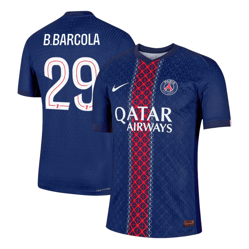 B.BARCOLA #29 PSG Home Authentic Soccer Jersey 2025/26