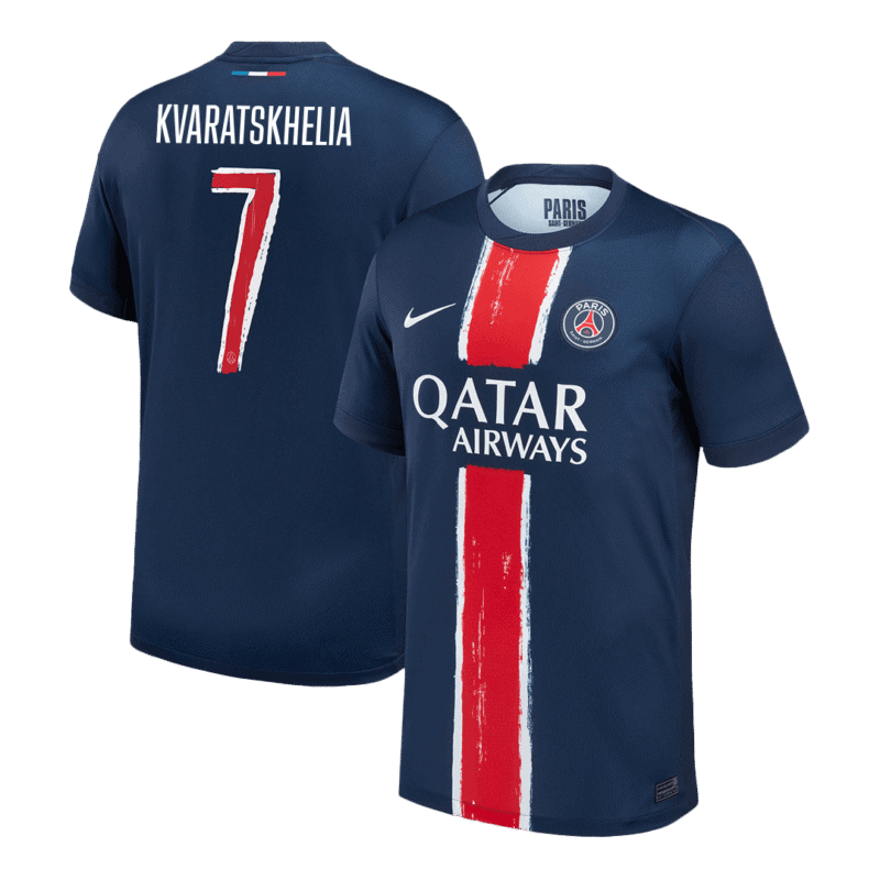 KVARATSKHELIA #7 PSG Home Soccer Jersey 2024/25 -UCL