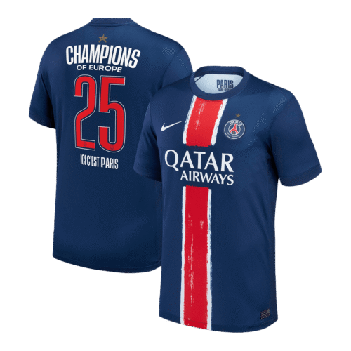 CHAMPIONS #25 PSG Home Soccer Jersey 2024/25 - CHAMPIONS OF EUROPE
