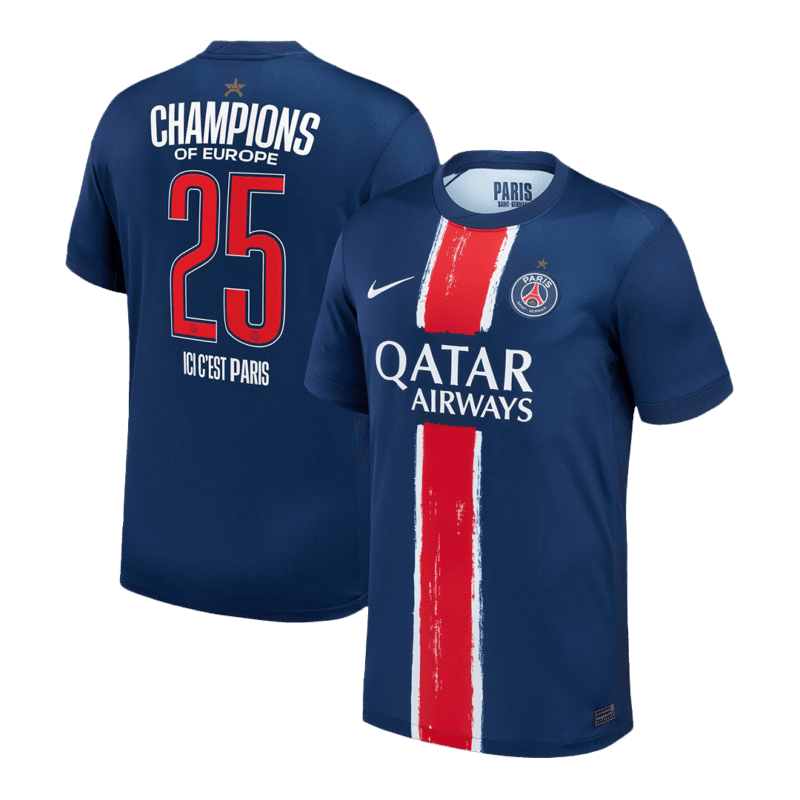 CHAMPIONS #25 PSG Home Soccer Jersey 2024/25 - CHAMPIONS OF EUROPE