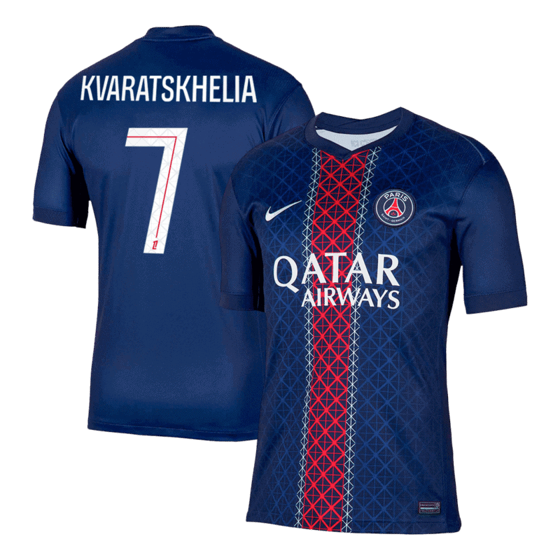KVARATSKHELIA #7 PSG Home Soccer Jersey 2025/26