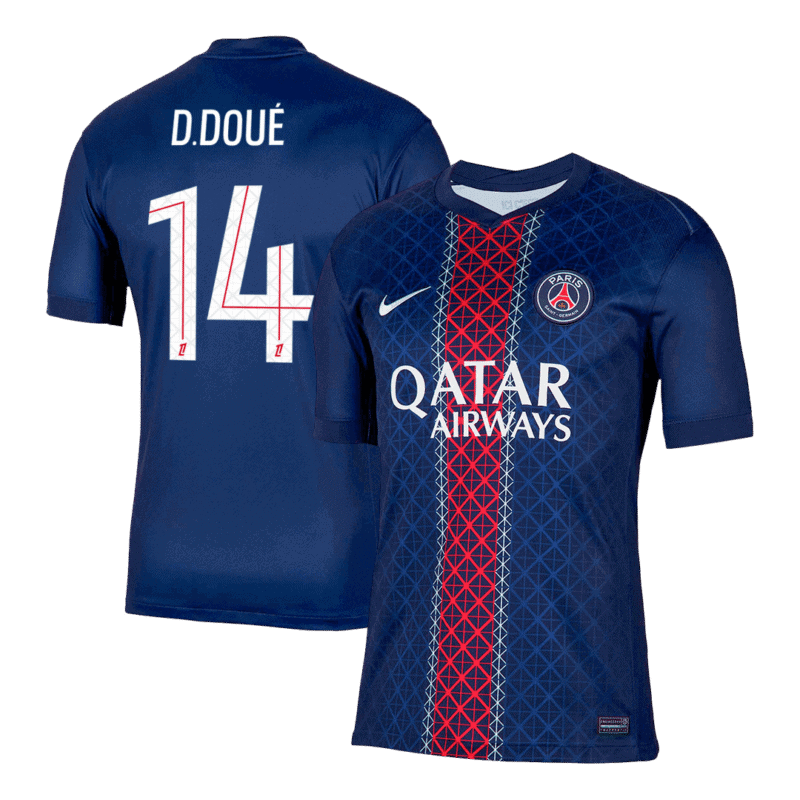 D.DOUÉ #14 PSG Home Soccer Jersey 2025/26