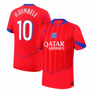 O.DEMBÉLÉ #10 Authentic PSG Third Away Soccer Jersey 25/26 Red