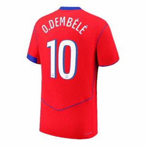 O.DEMBÉLÉ #10 Authentic PSG Third Away Soccer Jersey 25/26 Red