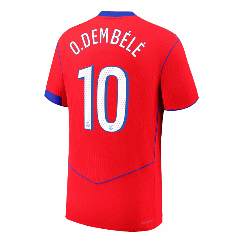 O.DEMBÉLÉ #10 Authentic PSG Third Away Soccer Jersey 25/26 Red