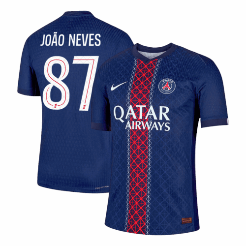 JOÃO NEVES #87 Authentic PSG Home Soccer Jersey 2025/26 Navy
