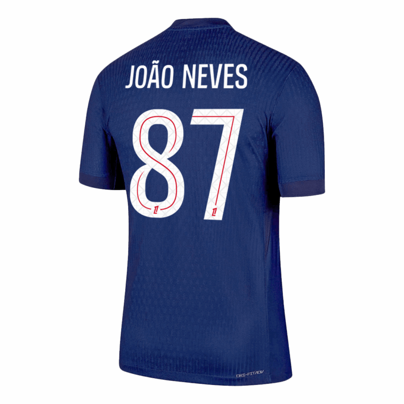 JOÃO NEVES #87 Authentic PSG Home Soccer Jersey 2025/26 Navy