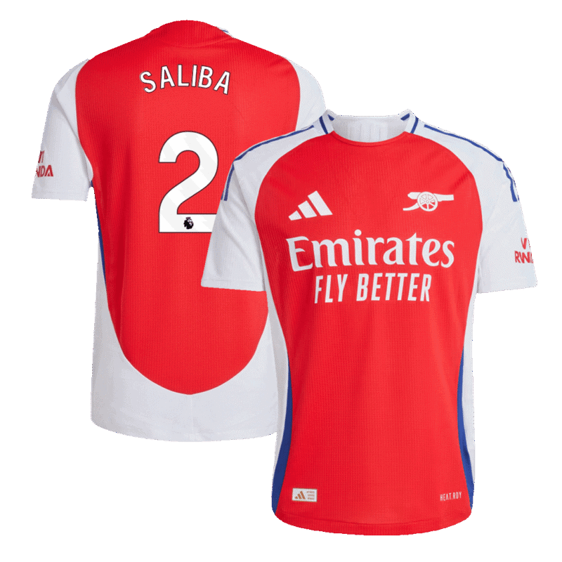SALIBA #2 Arsenal Home Authentic Soccer Jersey 2024/25