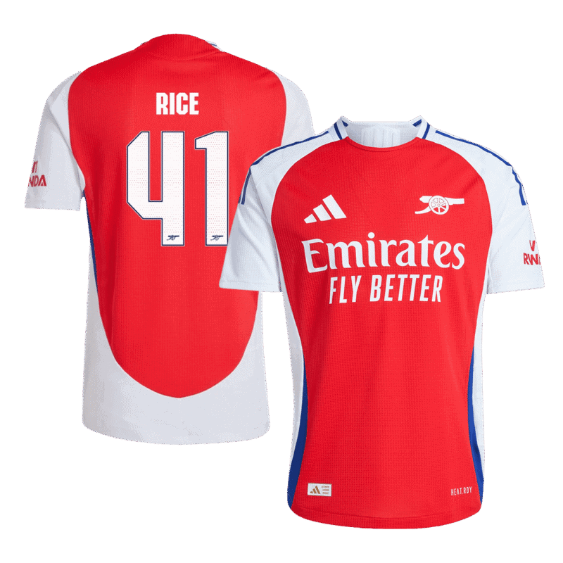 RICE #41 Arsenal Home Authentic Soccer Jersey 2024/25 - UCL