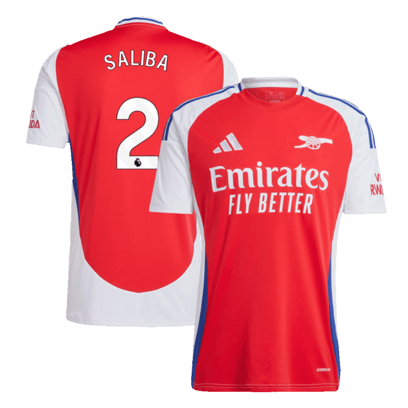 SALIBA #2 Arsenal Home Soccer Jersey 2024/25