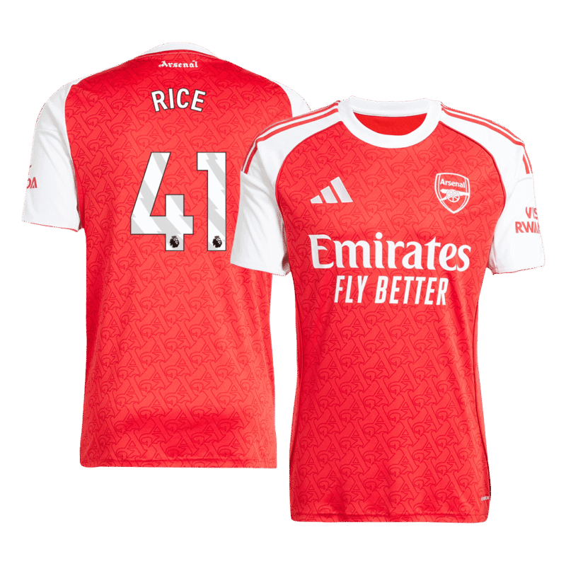 RICE #41 Arsenal Home Soccer Jersey 2025/26