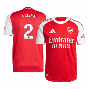 SALIBA #2 Authentic Arsenal Home Soccer Jersey 2025/26 Red