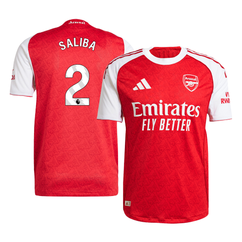 SALIBA #2 Authentic Arsenal Home Soccer Jersey 2025/26 Red