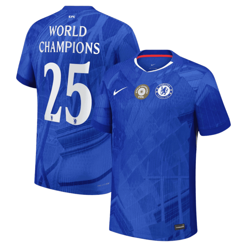 WORLD CHAMPIONS #25 Chelsea Home Authentic Soccer Jersey 2025/26 with chest badge