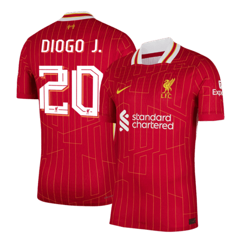 DIOGO J. #20 Liverpool Home Authentic Soccer Jersey 2024/25 - UCL