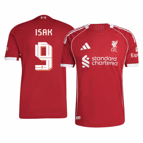 ISAK #9 Liverpool Home Authentic Soccer Jersey 2025/26