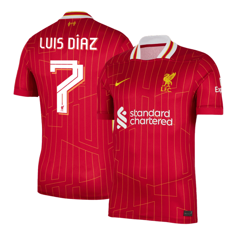 LUIS DÍAZ #7 Liverpool Home Soccer Jersey 2024/25 - UCL