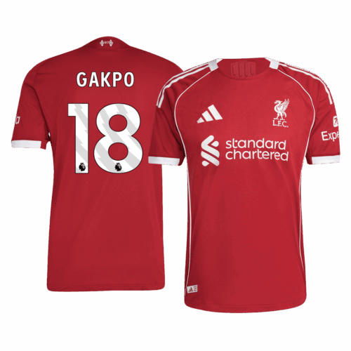 GAKPO #18 Authentic Liverpool Home Soccer Jersey 25/26 Red