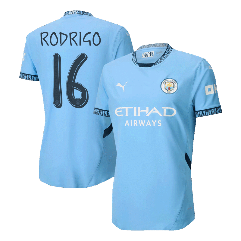 RODRIGO #16 Manchester City Home Authentic Soccer Jersey 2024/25 - UCL