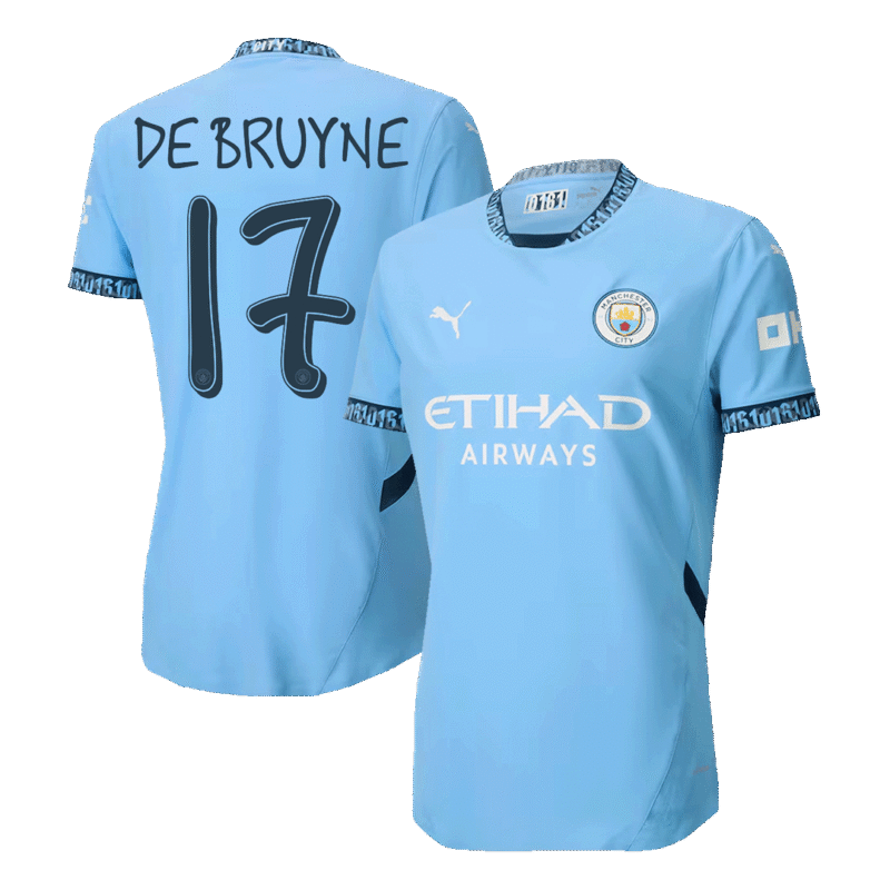 DE BRUYNE #17 Manchester City Home Authentic Soccer Jersey 2024/25 - UCL