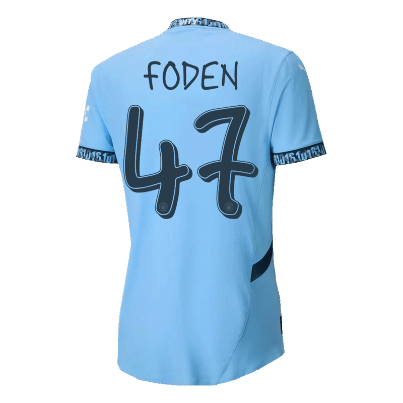 FODEN #47 Manchester City Home Authentic Soccer Jersey 2024/25 - UCL