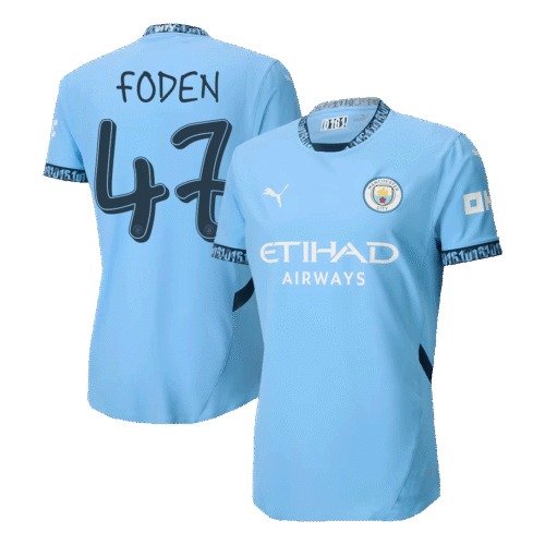 FODEN #47 Manchester City Home Authentic Soccer Jersey 2024/25 - UCL