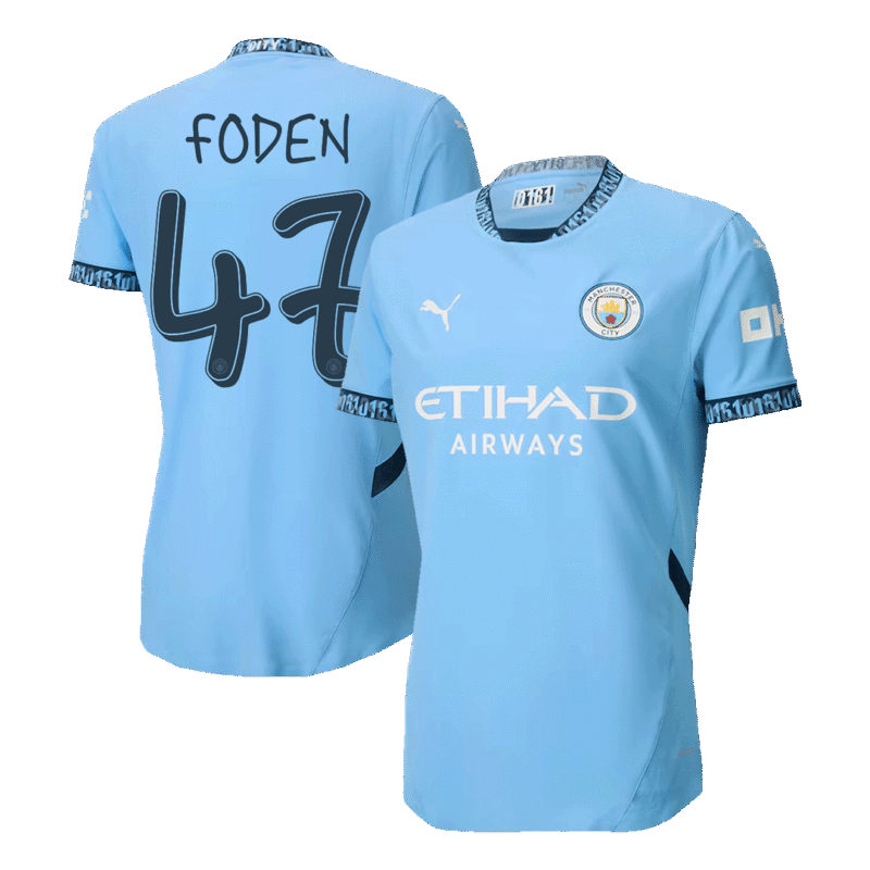 FODEN #47 Manchester City Home Authentic Soccer Jersey 2024/25 - UCL