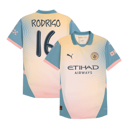 RODRIGO #16 Manchester City Fourth Away Authentic Soccer Jersey 2024/25- Definitely City (UCL)
