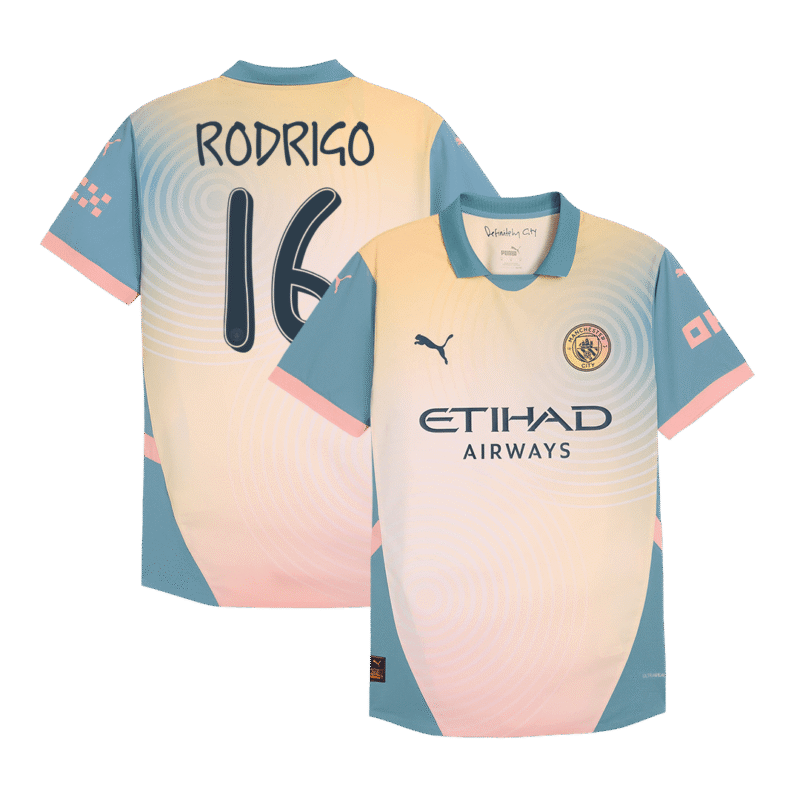 RODRIGO #16 Manchester City Fourth Away Authentic Soccer Jersey 2024/25- Definitely City (UCL)