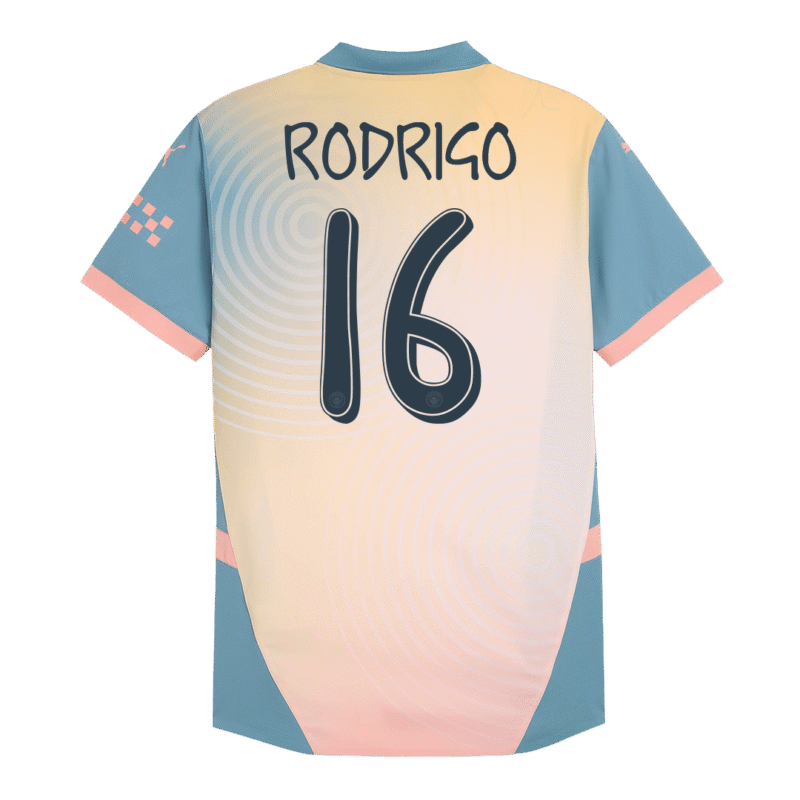 RODRIGO #16 Manchester City Fourth Away Authentic Soccer Jersey 2024/25- Definitely City (UCL)