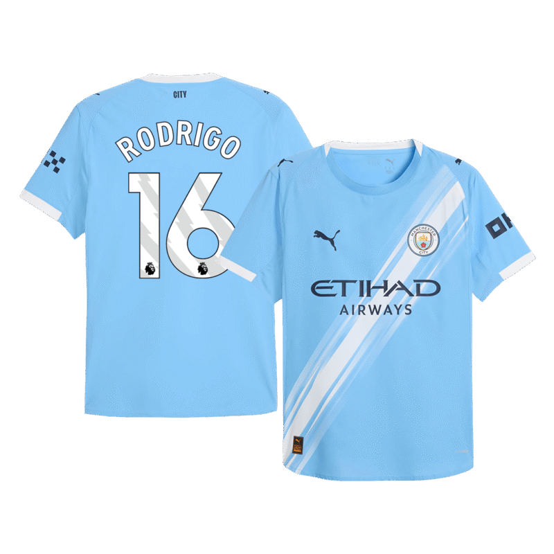 RODRIGO #16 Manchester City Home Authentic Soccer Jersey 2025/26