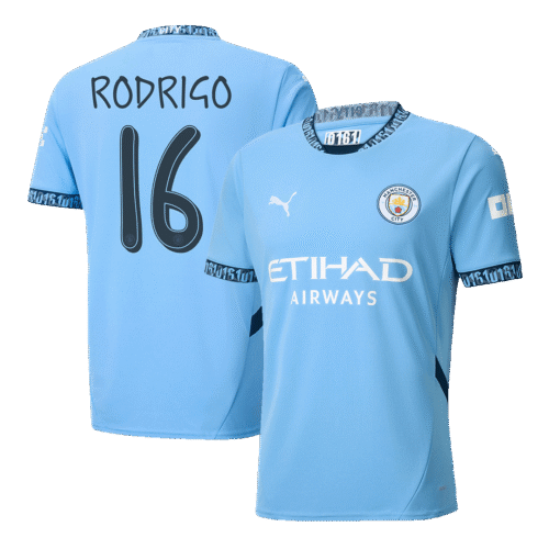 RODRIGO #16 Manchester City Home Soccer Jersey 2024/25 - UCL