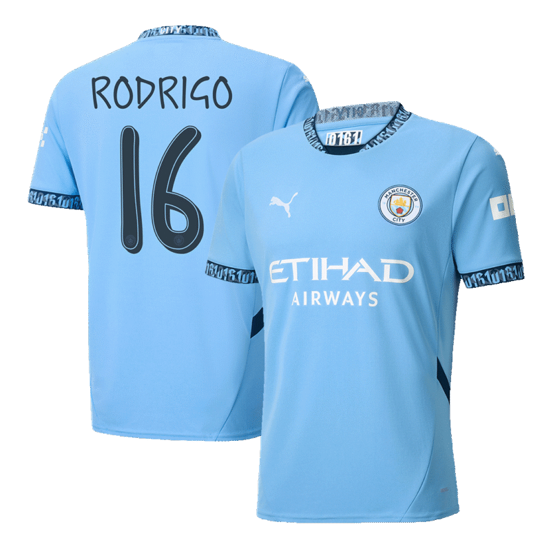RODRIGO #16 Manchester City Home Soccer Jersey 2024/25 - UCL