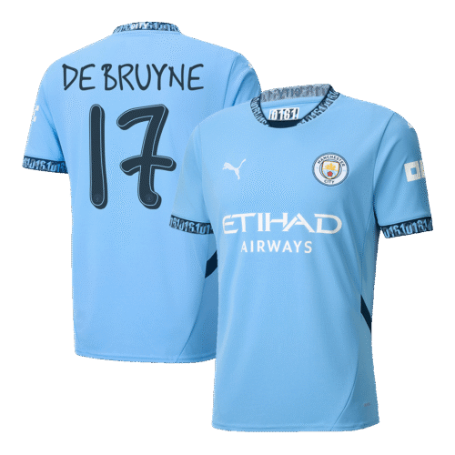DE BRUYNE #17 Manchester City Home Soccer Jersey 2024/25 - UCL