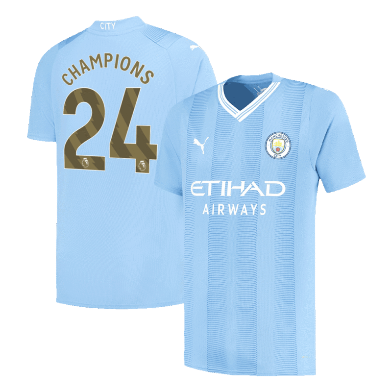 CHAMPIONS #24 Manchester City Home Soccer Jersey 2023/24