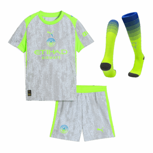 Kid's Manchester City Third Kit(Jersey+Shorts+Socks) 25/26 Gray