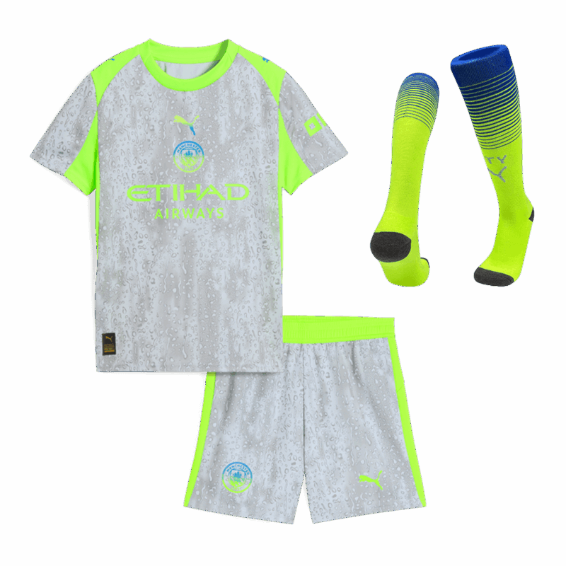 Kid's Manchester City Third Kit(Jersey+Shorts+Socks) 25/26 Gray