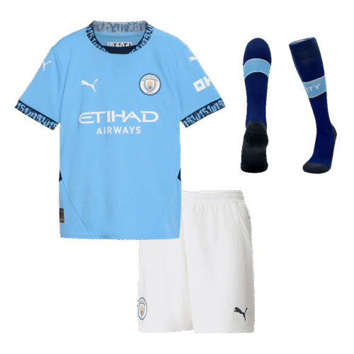Manchester City Home Kids Soccer Jerseys Full Kit 2024/25