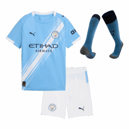 Manchester City Home Kids Soccer Jerseys Full Kit 2025/26