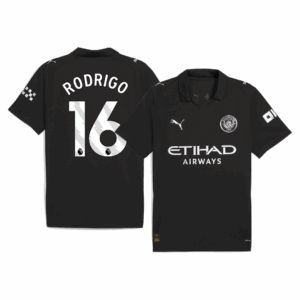 RODRIGO #16 Manchester City Away Soccer Jersey 2025/26 Black