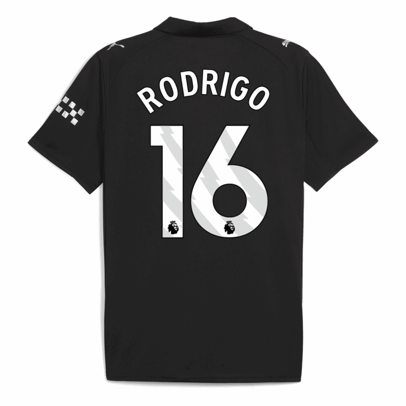 RODRIGO #16 Manchester City Away Soccer Jersey 2025/26 Black